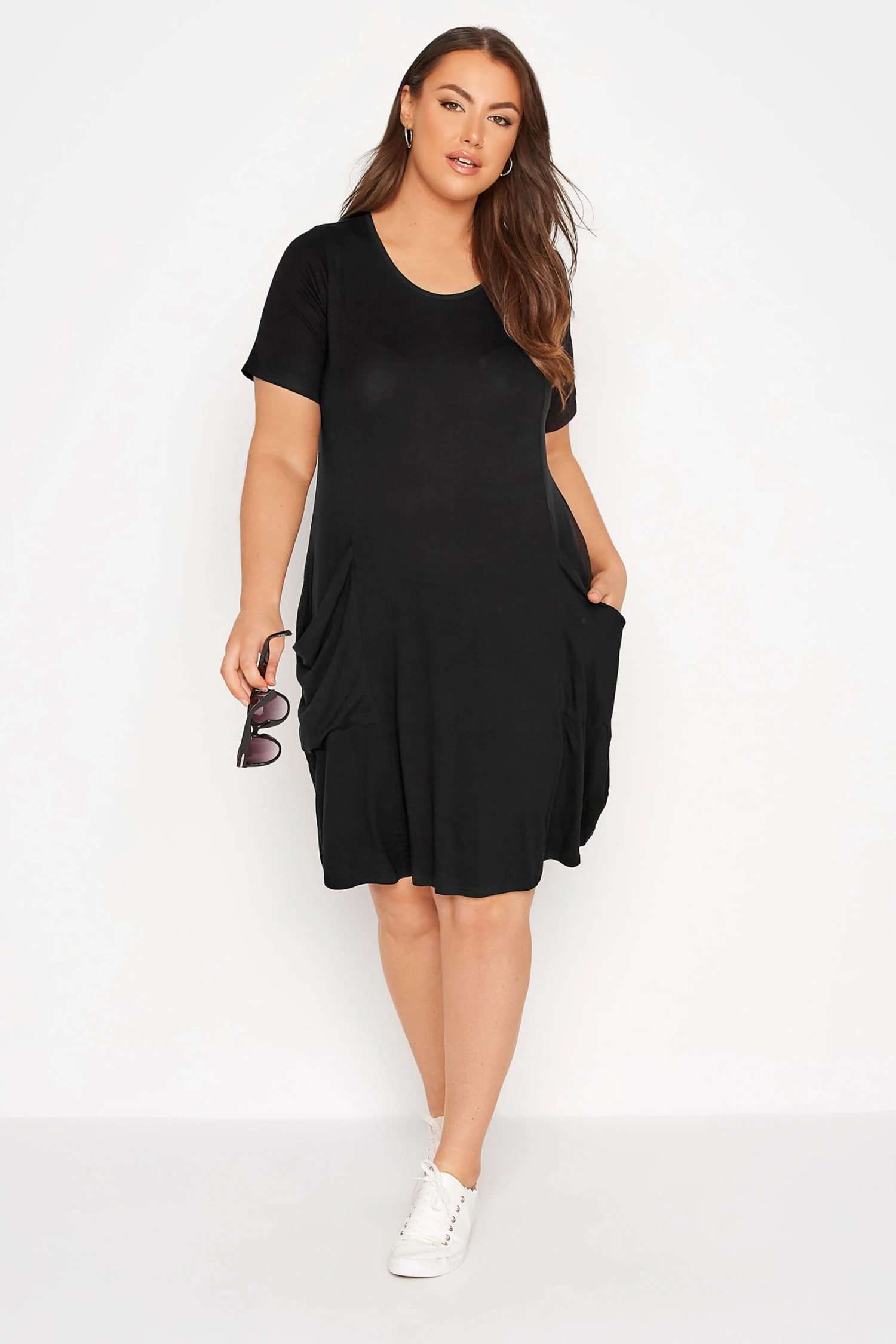 YOURS FOR GOOD Curve Black Drape Pocket Dress 6 YOURS FOR GOOD Curve Black Drape Pocket Dress - Image 6