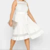 YOURS LONDON Curve White Mesh Panel Bridal Skater Dress