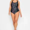 Curve Black Wavelength Print Active Tummy Control Swimsuit