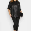 YOURS Curve Black Shimmer Button Through Shirt