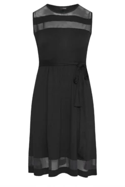 YOURS Curve Black Mesh Panel Skater Dress -Outlet Stylo Wise Store 4b41e12d 2845 48 300805 X scaled