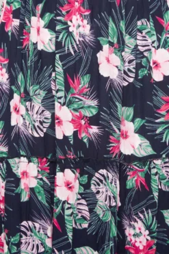 YOURS Curve Navy Blue Tropical Print Bardot Maxi Dress -Outlet Stylo Wise Store 4b8acd40 bf22 43 137323 Z scaled