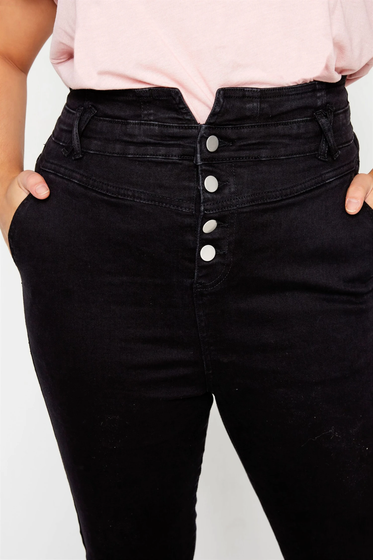 YOURS Curve Black Corset Waist Stretch Skinny AVA Jeans 2 YOURS Curve Black Corset Waist Stretch Skinny AVA Jeans - Image 2