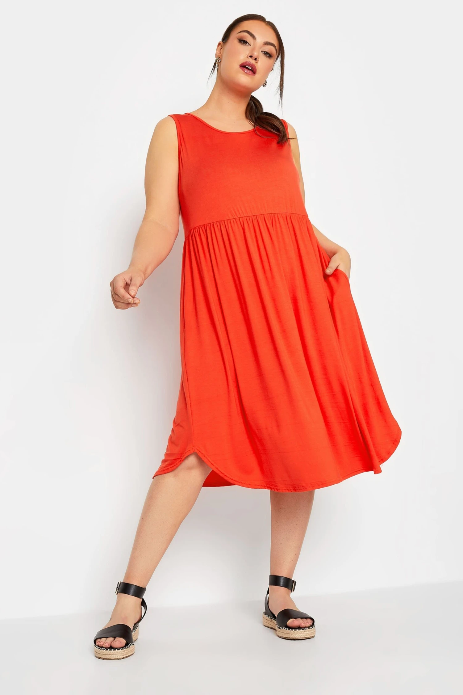 LIMITED COLLECTION Curve Coral Orange Pocket Tunic Dress 1 LIMITED COLLECTION Curve Coral Orange Pocket Tunic Dress