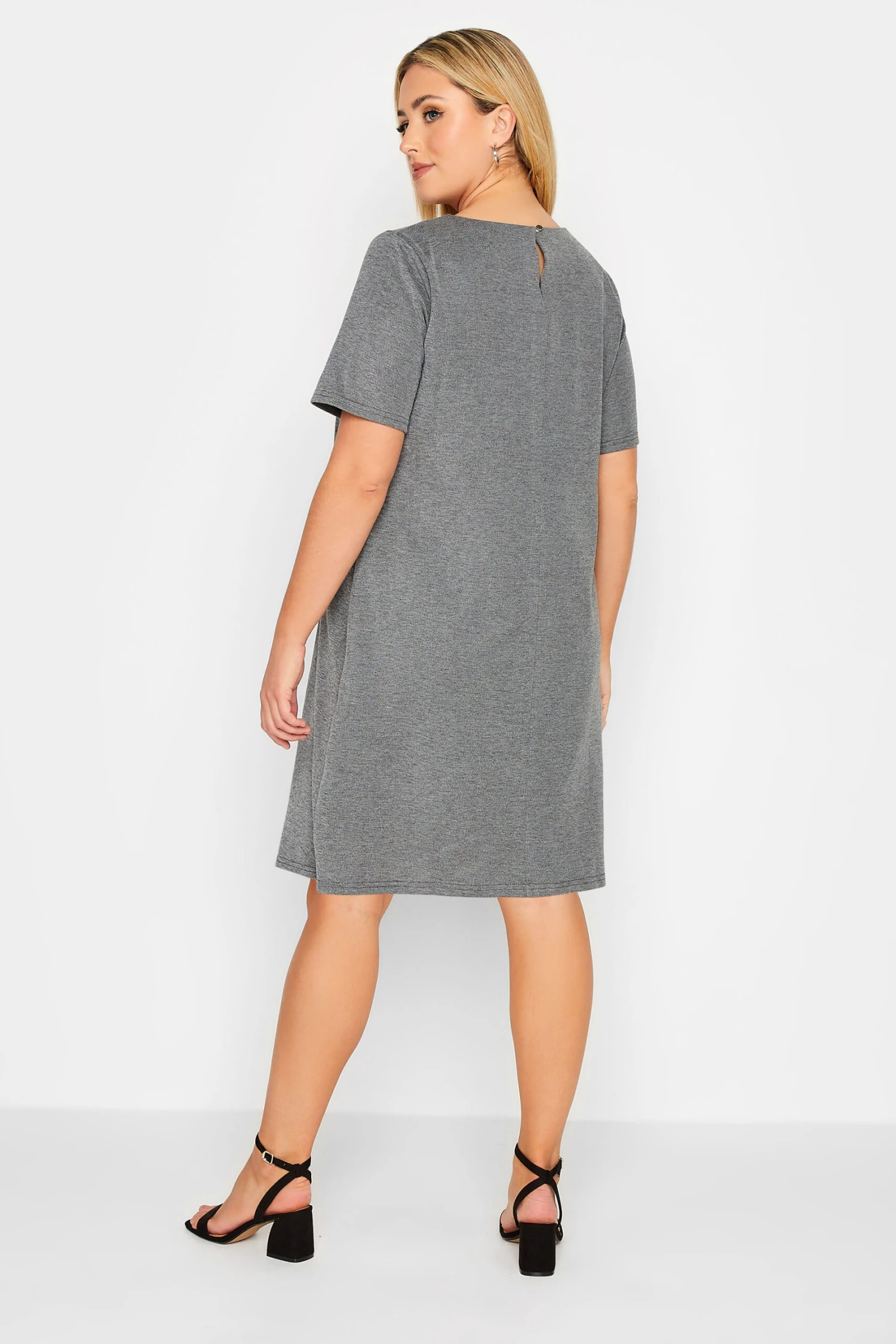 YOURS Curve Grey Knitted Pocket Dress 2 YOURS Curve Grey Knitted Pocket Dress - Image 2