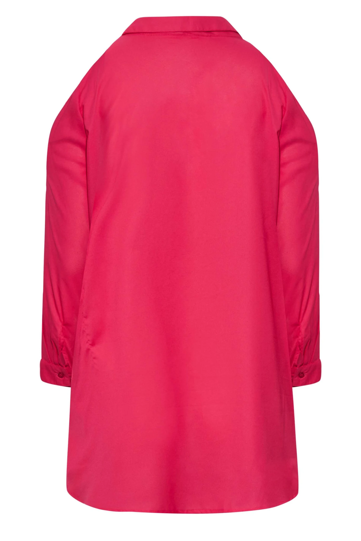 YOURS Curve Hot Pink Cold Shoulder Shirt 6 YOURS Curve Hot Pink Cold Shoulder Shirt - Image 6