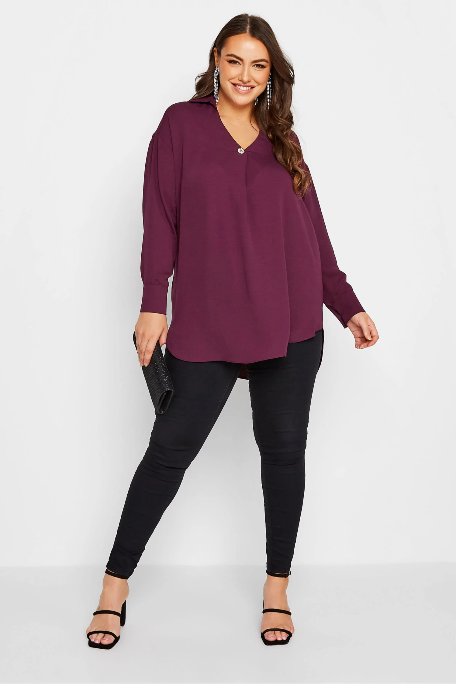 YOURS LONDON Curve Purple Button Pleat Front Blouse 1 YOURS LONDON Curve Purple Button Pleat Front Blouse