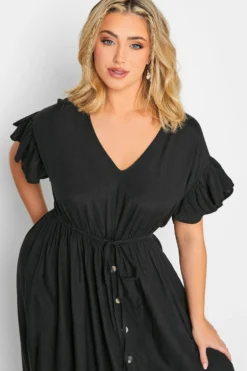 LIMITED COLLECTION Curve Black Frill Sleeve Cotton Maxi Dress 8 LIMITED COLLECTION Curve Black Frill Sleeve Cotton Maxi Dress -Outlet Stylo Wise Store 4da5e55f d81d 46 215680 D scaled