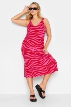 YOURS Curve Pink Zebra Print Midaxi Beach Dress