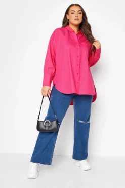 YOURS Curve Pink Oversized Poplin Shirt