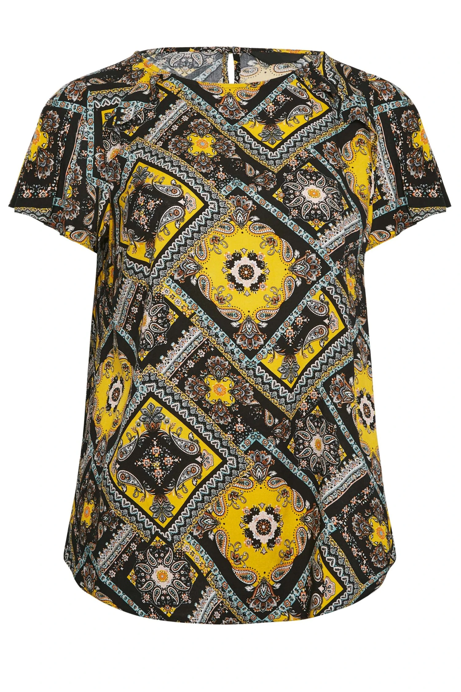 YOURS Curve Black Paisley Print Frill Blouse 5 YOURS Curve Black Paisley Print Frill Blouse - Image 5