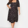 YOURS LONDON Curve Black Bat Square Neck Dress