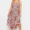 YOURS Curve Red Paisley Print Hanky Hem Dress