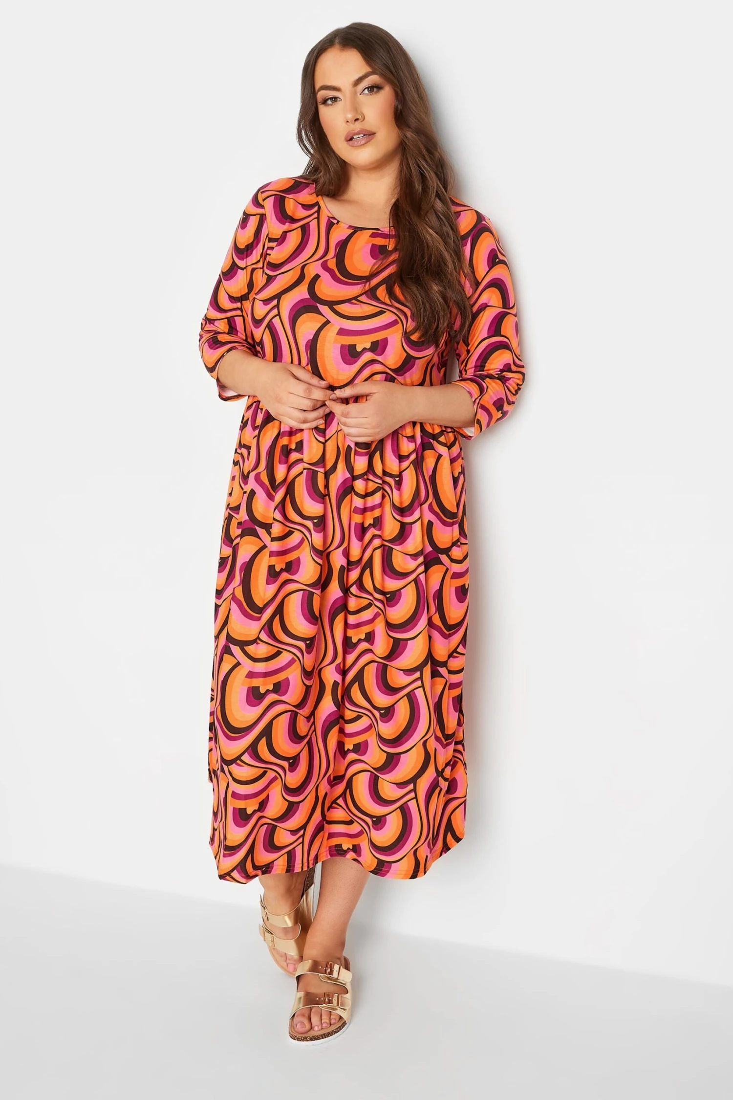 LIMITED COLLECTION Curve Orange Swirl Print Dress 1 LIMITED COLLECTION Curve Orange Swirl Print Dress