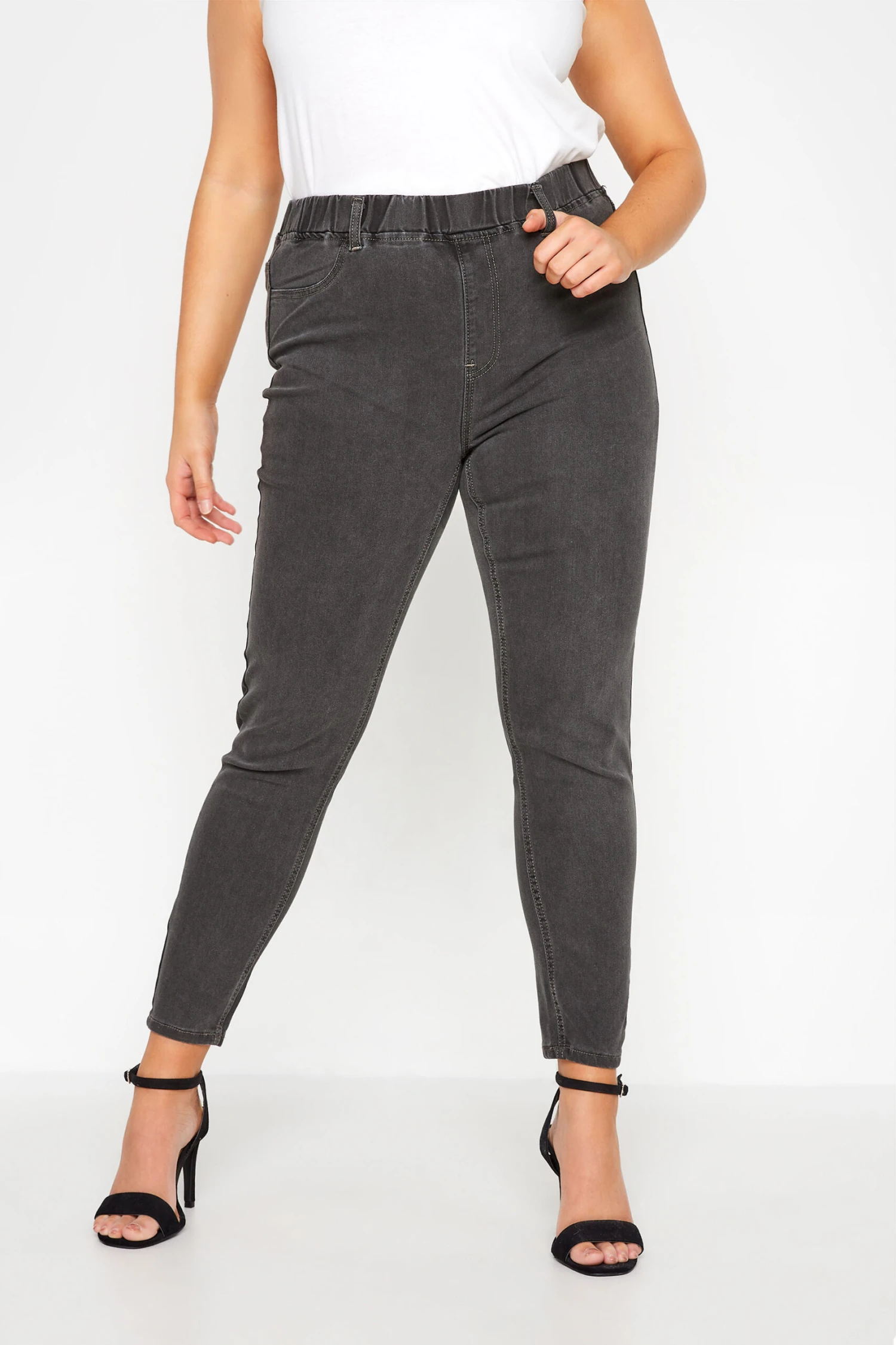 YOURS Curve Grey Stretch GRACE Jeggings 5 YOURS Curve Grey Stretch GRACE Jeggings - Image 5