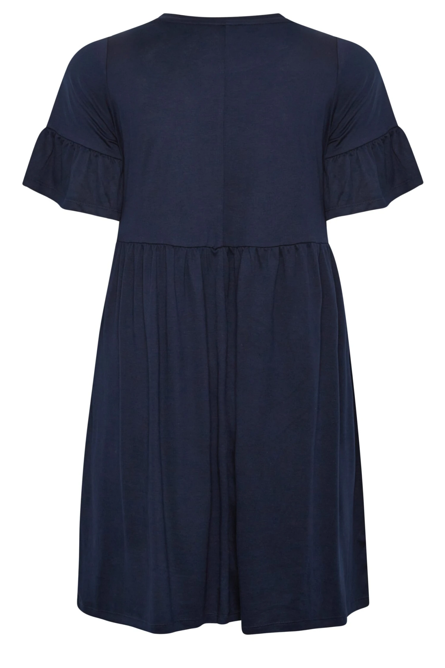 YOURS Curve Navy Blue Frill Sleeve Smock Dress 6 YOURS Curve Navy Blue Frill Sleeve Smock Dress - Image 6
