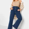 YOURS Curve Blue Elasticated Waist Stretch Wide Leg Jeans