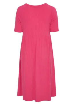 LIMITED COLLECTION Curve Hot Pink Ribbed Peplum Midi Dress -Outlet Stylo Wise Store 51de38c8 3f01 44 214633 Y scaled