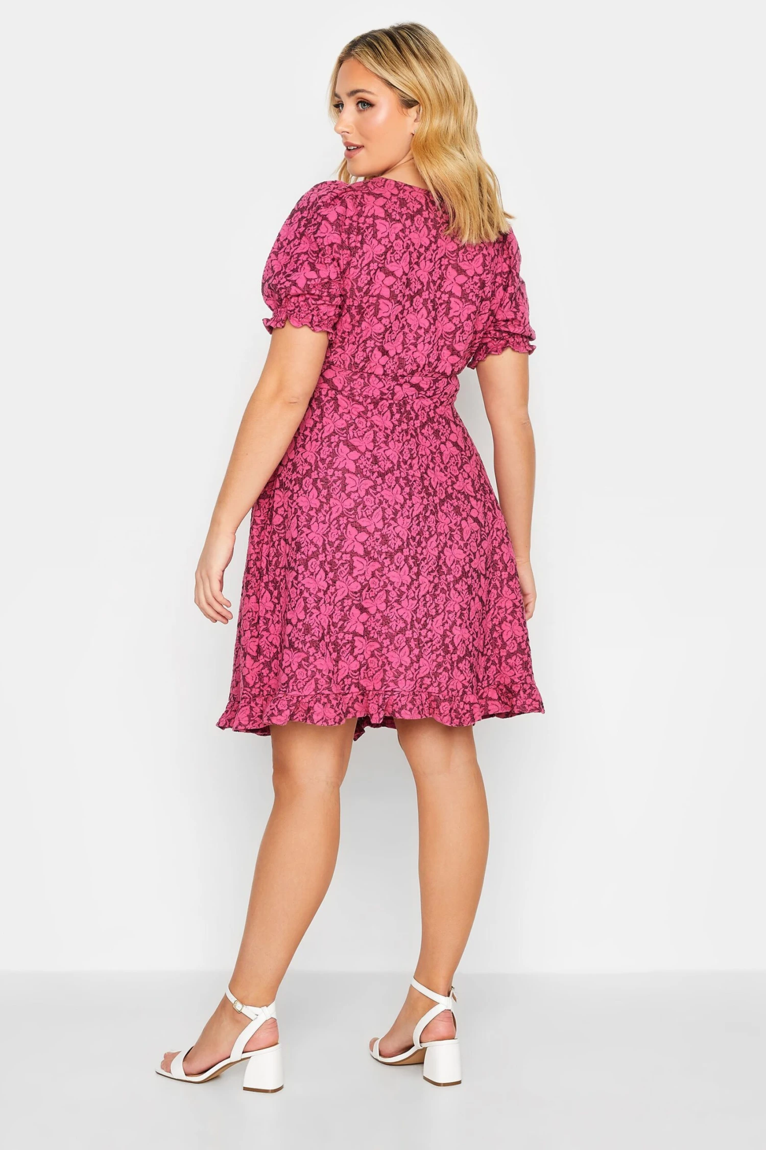 YOURS Curve Dark Pink Floral Midi Dress 2 YOURS Curve Dark Pink Floral Midi Dress - Image 2