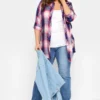 YOURS Curve Purple Check Boyfriend Shirt