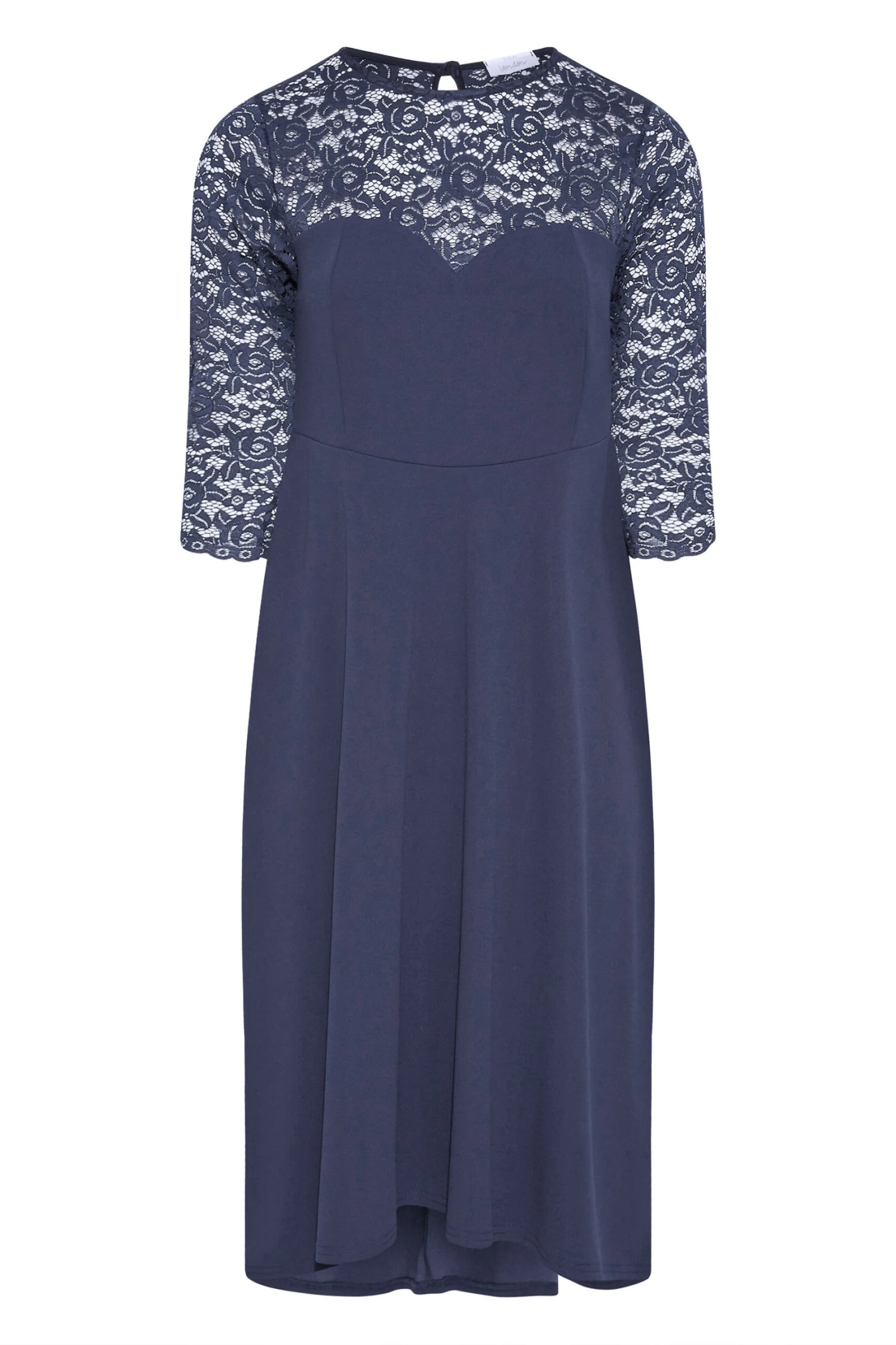 YOURS LONDON Curve Navy Blue Lace Sweetheart Midi Dress 5 YOURS LONDON Curve Navy Blue Lace Sweetheart Midi Dress - Image 5