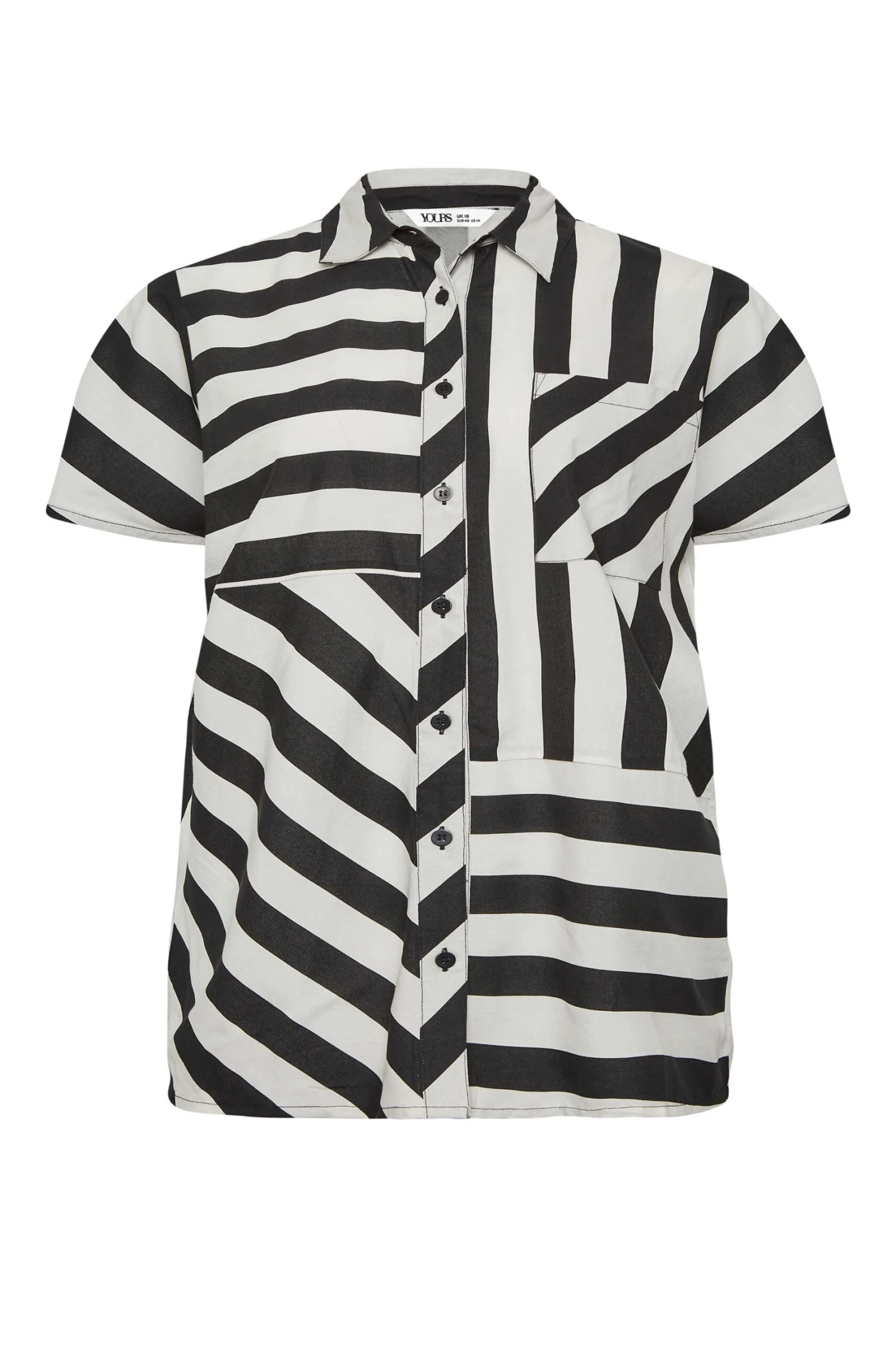 YOURS PETITE Curve Black & White Stripe Shirt 5 YOURS PETITE Curve Black & White Stripe Shirt - Image 5