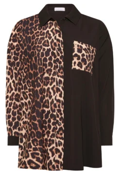 YOURS LONDON Curve Black Leopard Print Half & Half Shirt -Outlet Stylo Wise Store 53f63708 47fa 46 161837 X scaled