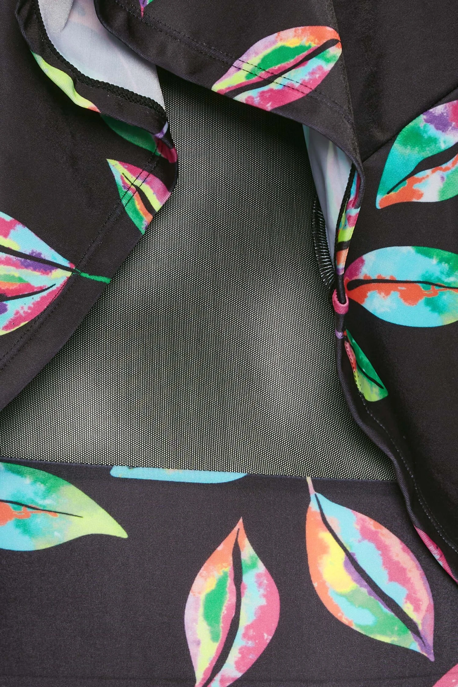 YOURS Curve Black Tropical Print Frill Swimdress 5 YOURS Curve Black Tropical Print Frill Swimdress - Image 5