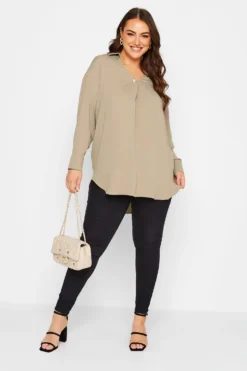YOURS LONDON Curve Beige Brown Button Blouse