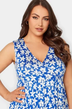 YOURS Curve Blue Floral Print Wrap Midi Dress -Outlet Stylo Wise Store 55111b5d c871 4b 301899 D scaled