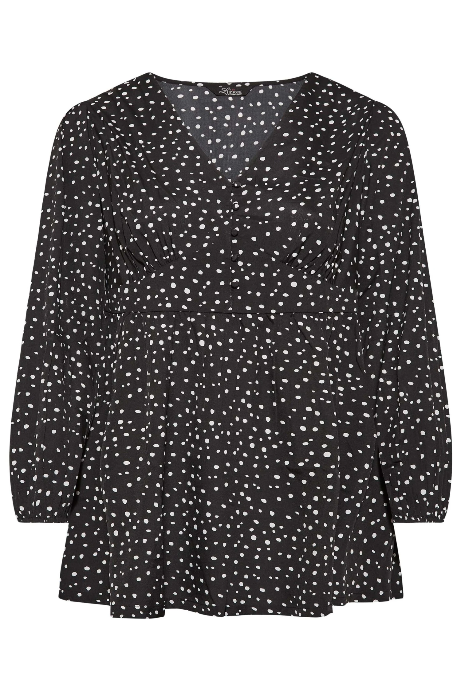 LIMITED COLLECTION Curve Black Spot Print Peplum Blouse 5 LIMITED COLLECTION Curve Black Spot Print Peplum Blouse - Image 5