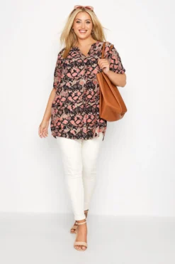 YOURS Curve Pink Snake Print Grown On Sleeve Shirt