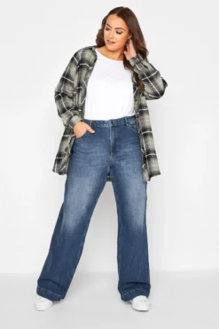 YOURS Curve Blue Wide Leg Jeans