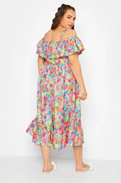 LIMITED COLLECTION Curve Pink Floral Frill Cold Shoulder Midi Dress 8 LIMITED COLLECTION Curve Pink Floral Frill Cold Shoulder Midi Dress -Outlet Stylo Wise Store 573af1d8 8f33 4e 215558 D scaled