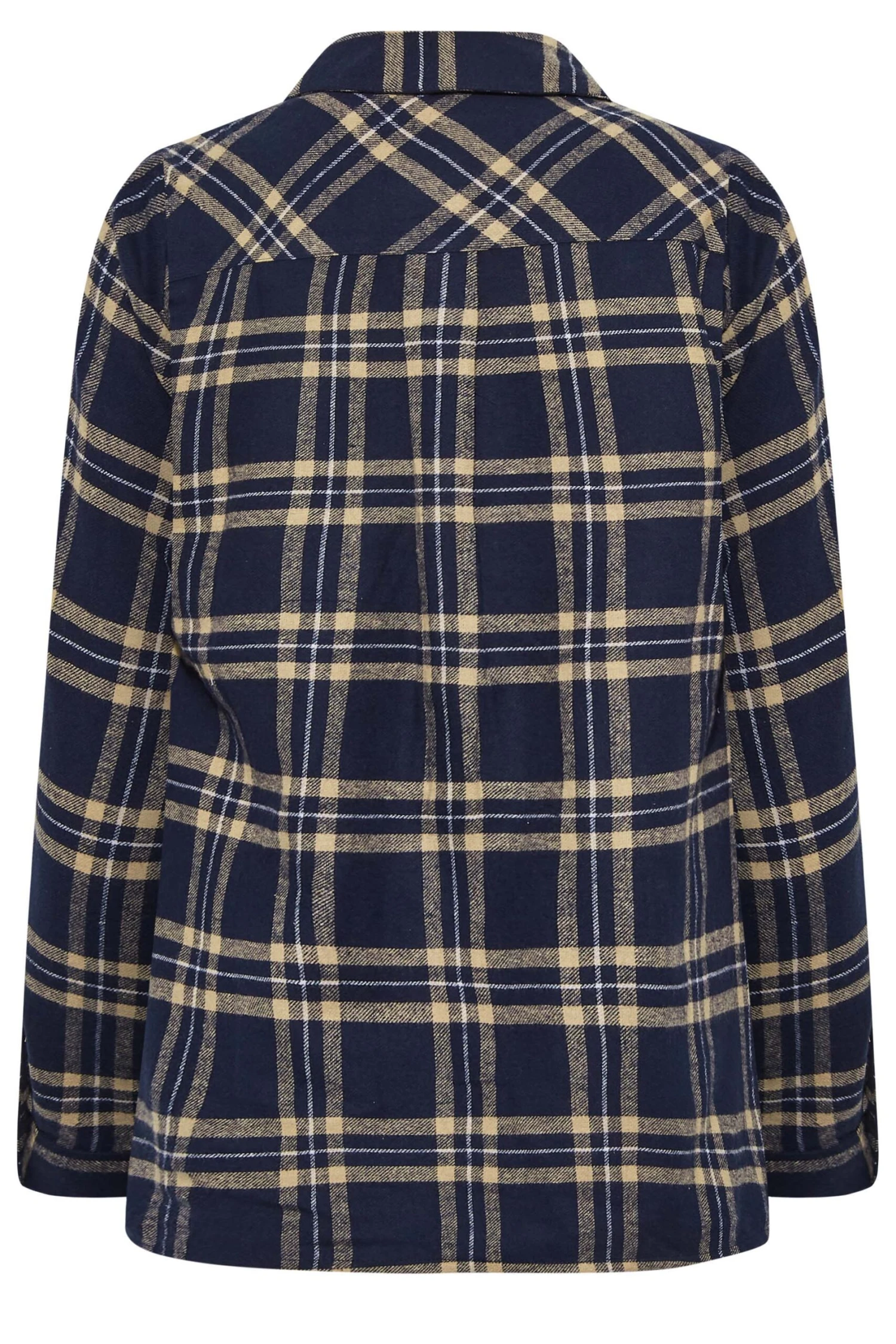 YOURS PETITE Curve Navy Blue & Yellow Check Boyfriend Shirt 4 YOURS PETITE Curve Navy Blue & Yellow Check Boyfriend Shirt - Image 4