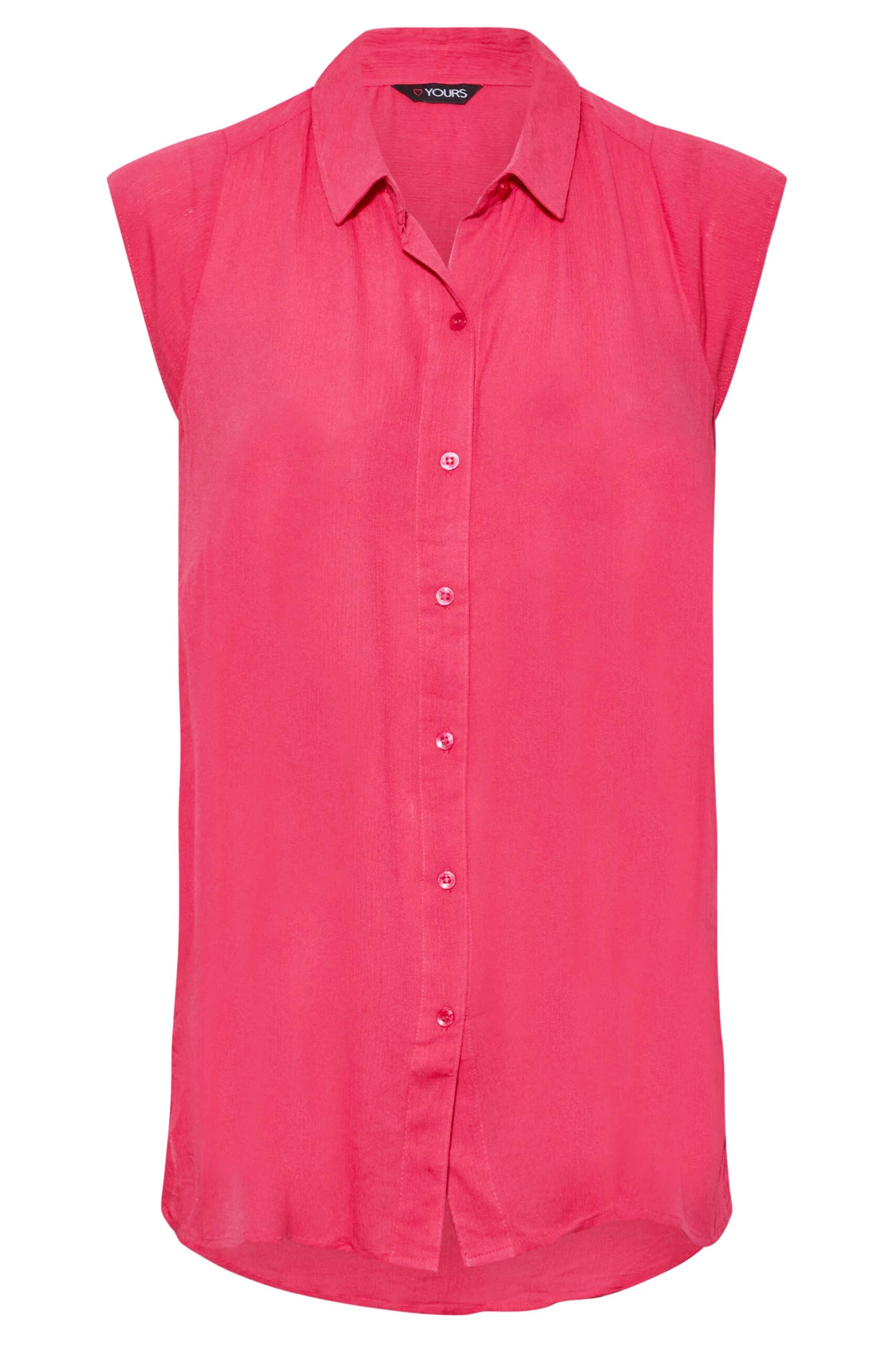 YOURS Curve Hot Pink Cap Sleeve Dipped Hem Shirt 5 YOURS Curve Hot Pink Cap Sleeve Dipped Hem Shirt - Image 5