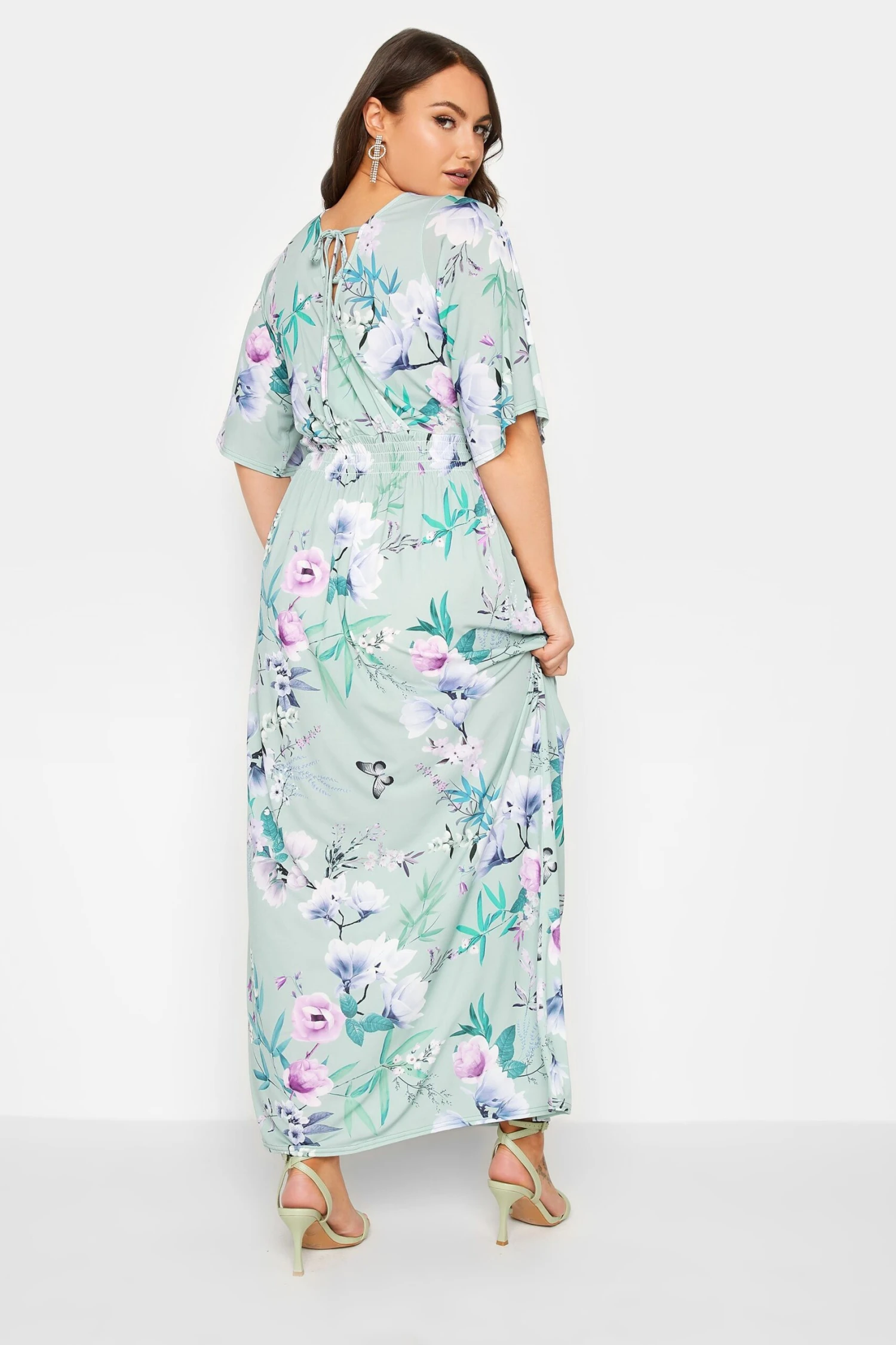 YOURS LONDON Light Blue Floral Shirred Maxi Dress 2 YOURS LONDON Light Blue Floral Shirred Maxi Dress - Image 2