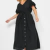 LIMITED COLLECTION Curve Black Frill Sleeve Cotton Maxi Dress