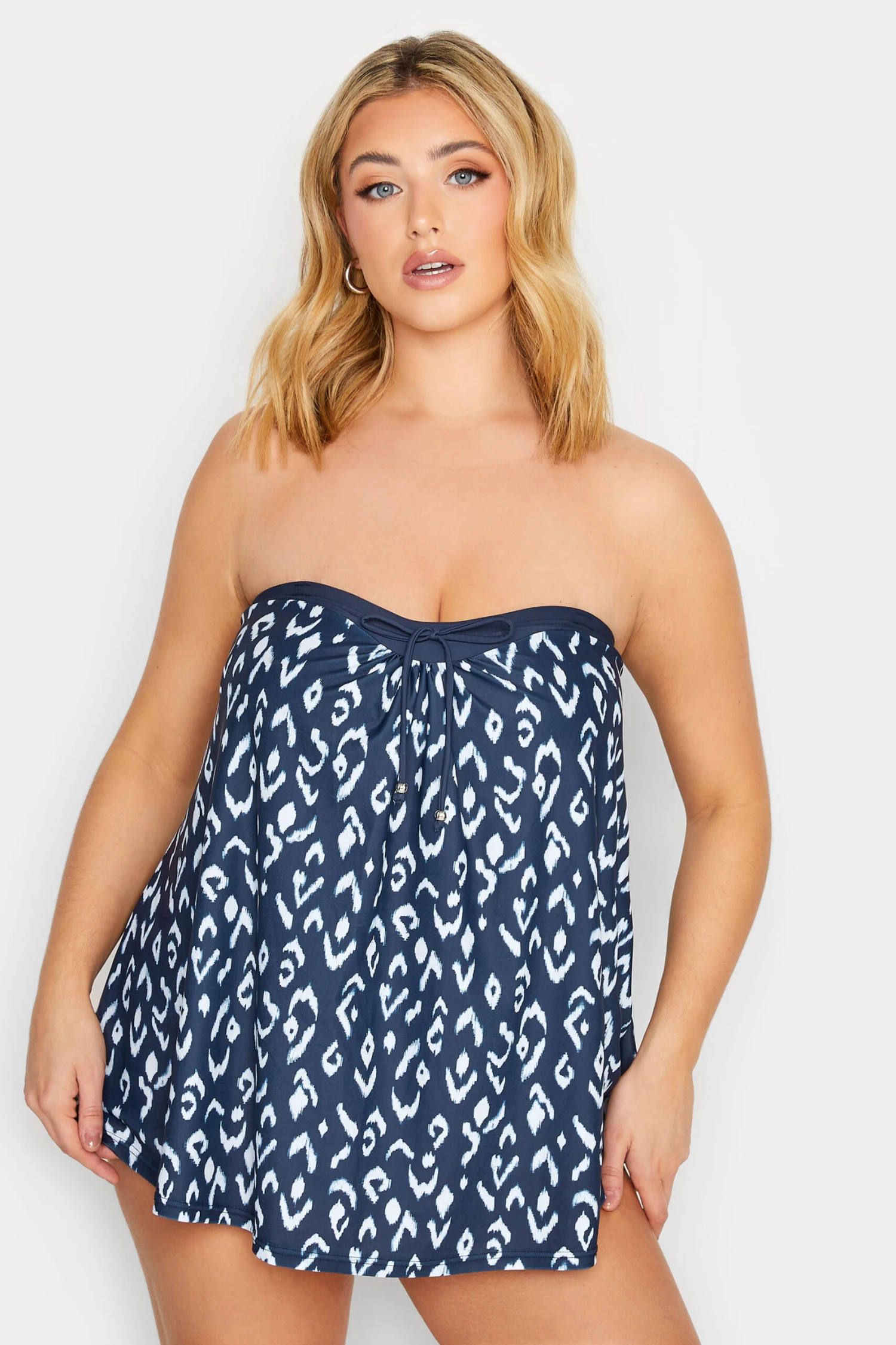 YOURS Curve Navy Blue Animal Print Tankini Top 1 YOURS Curve Navy Blue Animal Print Tankini Top