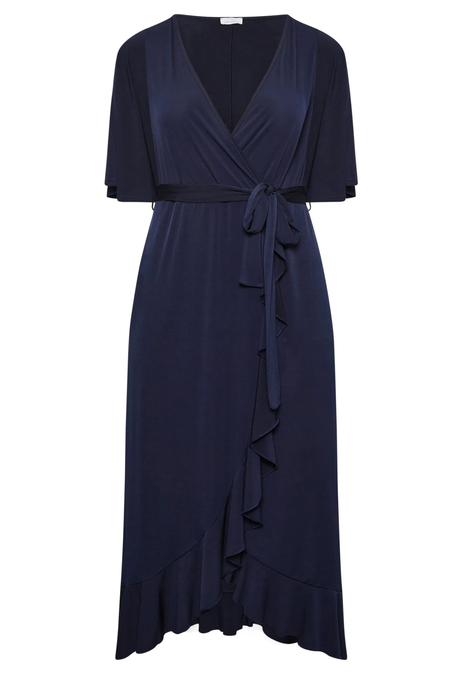 YOURS LONDON Curve Navy Blue Short Sleeve Ruffle Wrap Maxi Dress 5 YOURS LONDON Curve Navy Blue Short Sleeve Ruffle Wrap Maxi Dress - Image 5