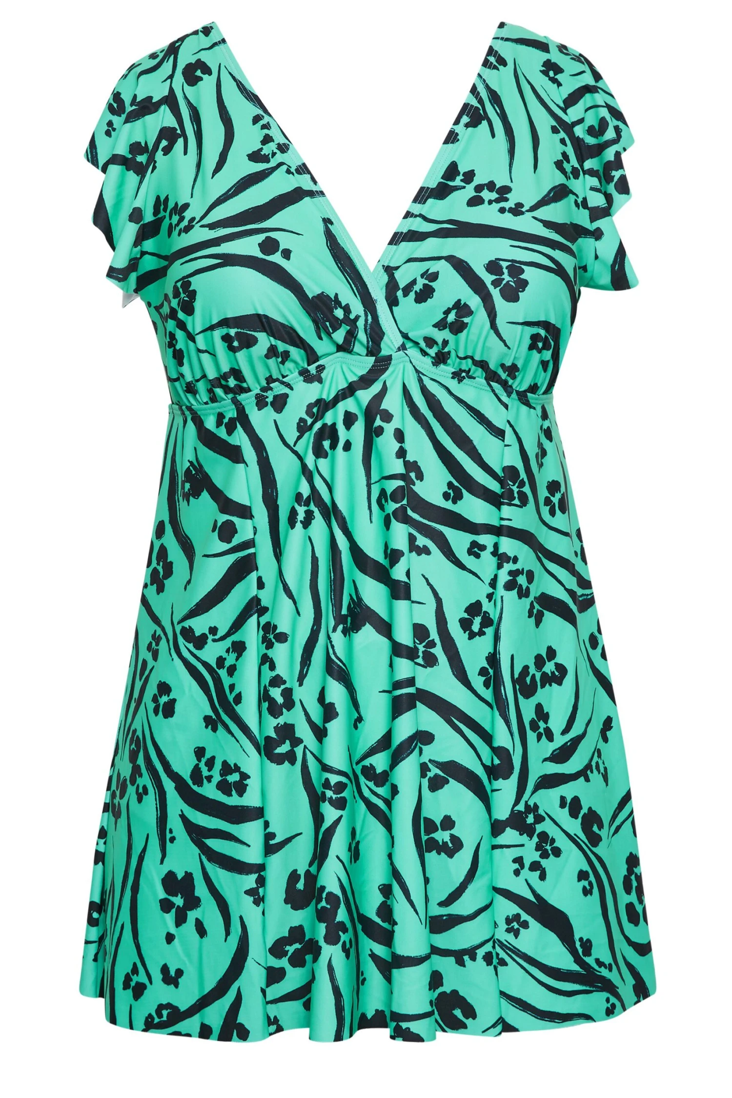 YOURS Curve Turquoise Green Animal Print Tummy Control Swim Dress 5 YOURS Curve Turquoise Green Animal Print Tummy Control Swim Dress - Image 5