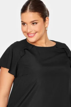 YOURS Curve Black Frill Short Sleeve Blouse 8 YOURS Curve Black Frill Short Sleeve Blouse -Outlet Stylo Wise Store 5aaa1564 b001 46 174272 D scaled