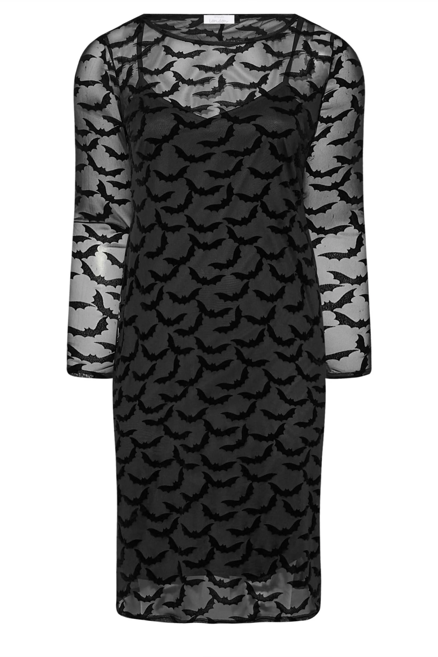 YOURS LONDON Curve Black Flocked Mesh Bodycon Dress 5 YOURS LONDON Curve Black Flocked Mesh Bodycon Dress - Image 5