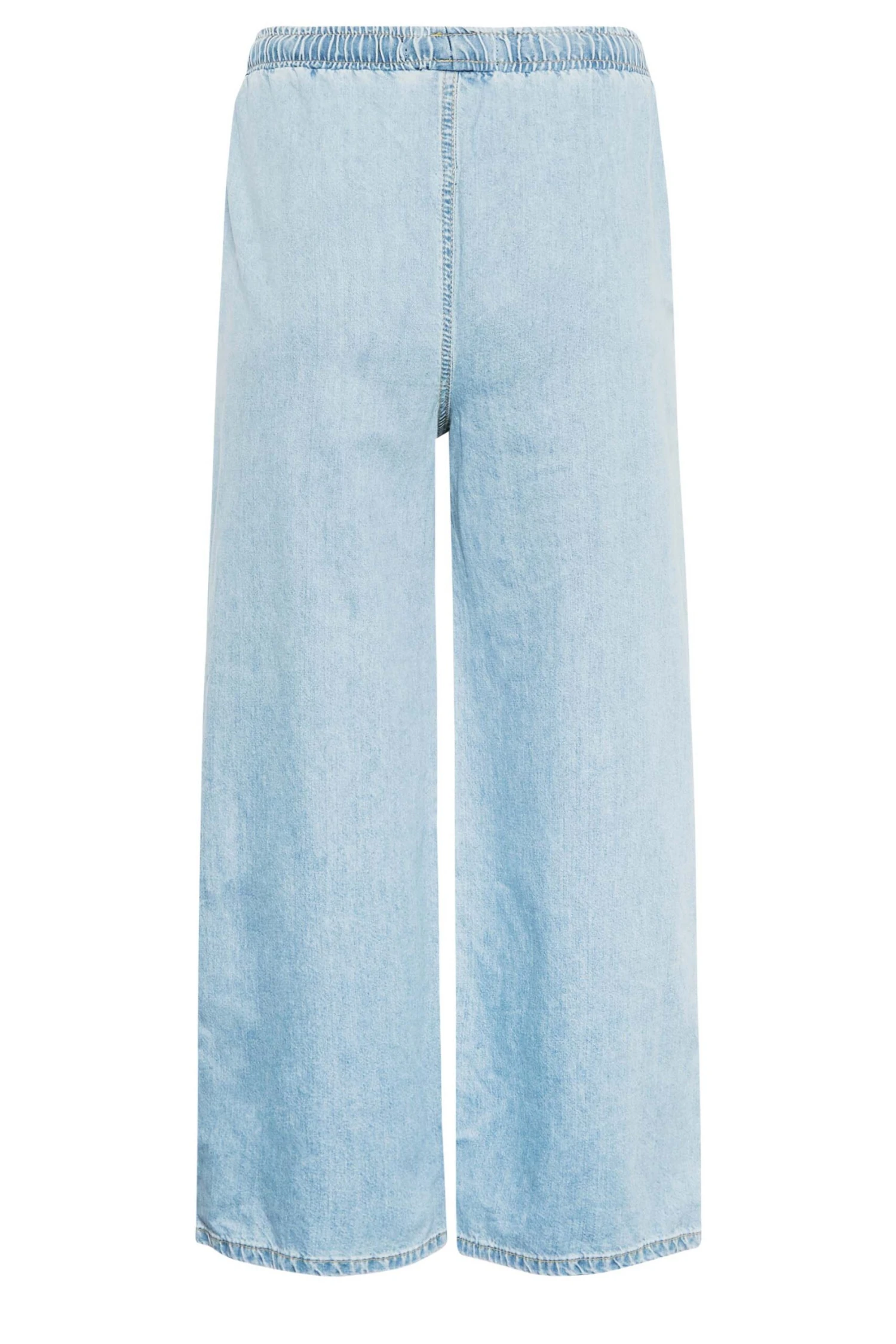 YOURS PETITE Curve Light Blue Pull On Wide Leg Jeans 1 YOURS PETITE Curve Light Blue Pull On Wide Leg Jeans