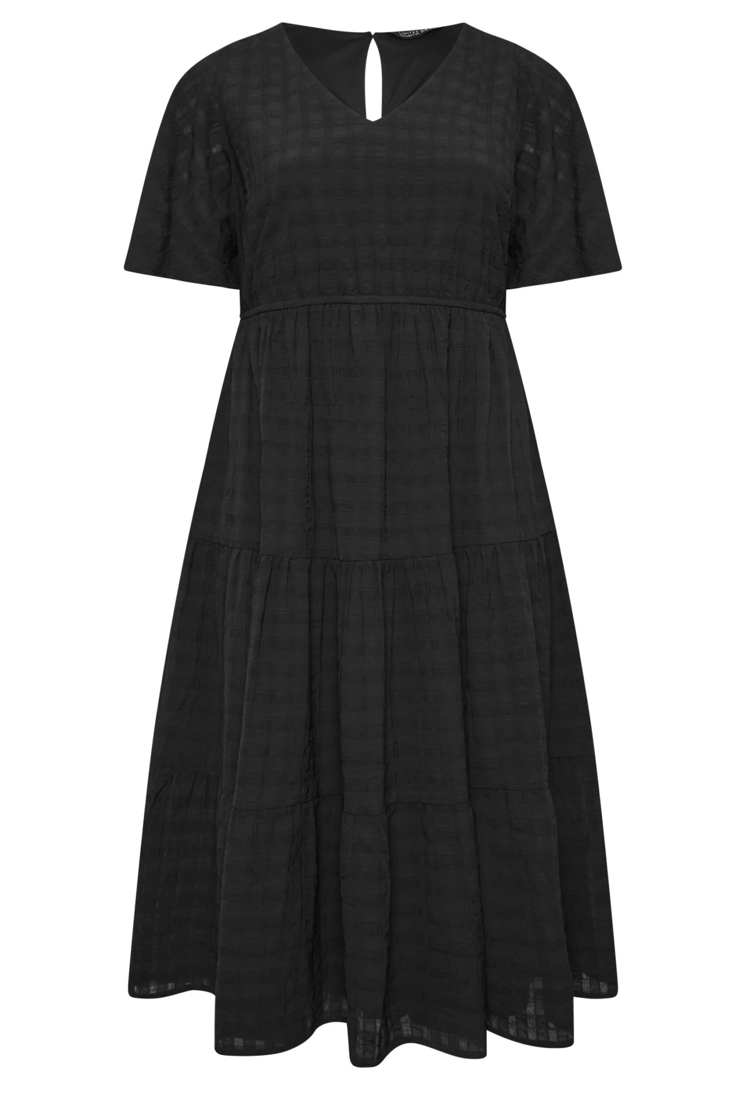 LIMITED COLLECTION Curve Black Textured Tiered Smock Dress 6 LIMITED COLLECTION Curve Black Textured Tiered Smock Dress - Image 6