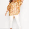 YOURS Curve Orange Floral Batwing Blouse