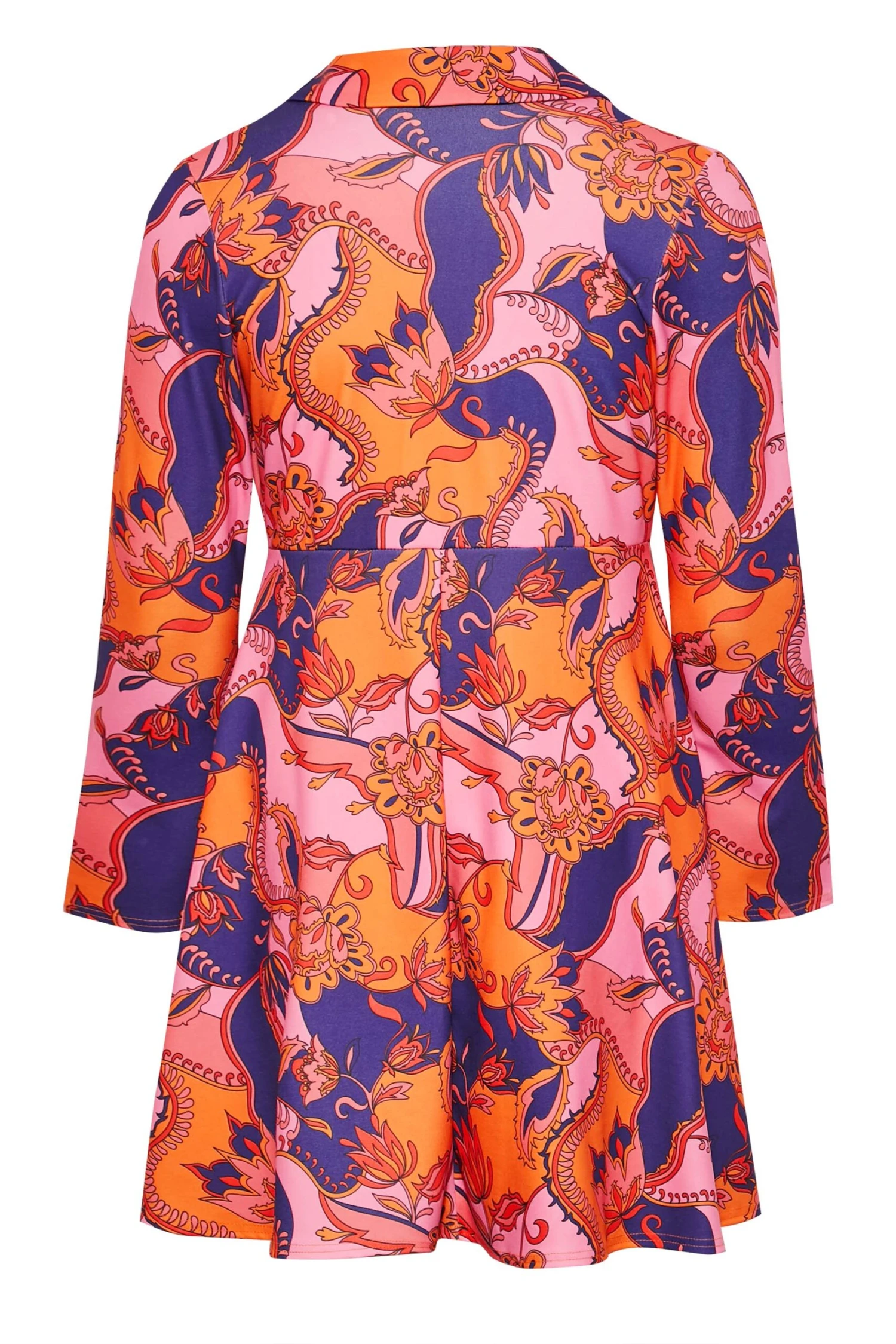 LIMITED COLLECTION Curve Pink & Orange Paisley Print Blazer Dress 6 LIMITED COLLECTION Curve Pink & Orange Paisley Print Blazer Dress - Image 6
