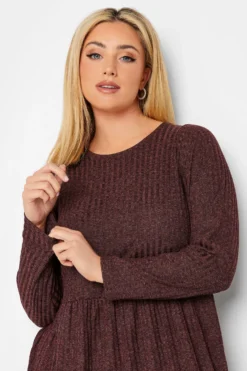 YOURS Curve Burgundy Red Ribbed Midi Dress -Outlet Stylo Wise Store 5e2312ad b0df 49 301500 D scaled