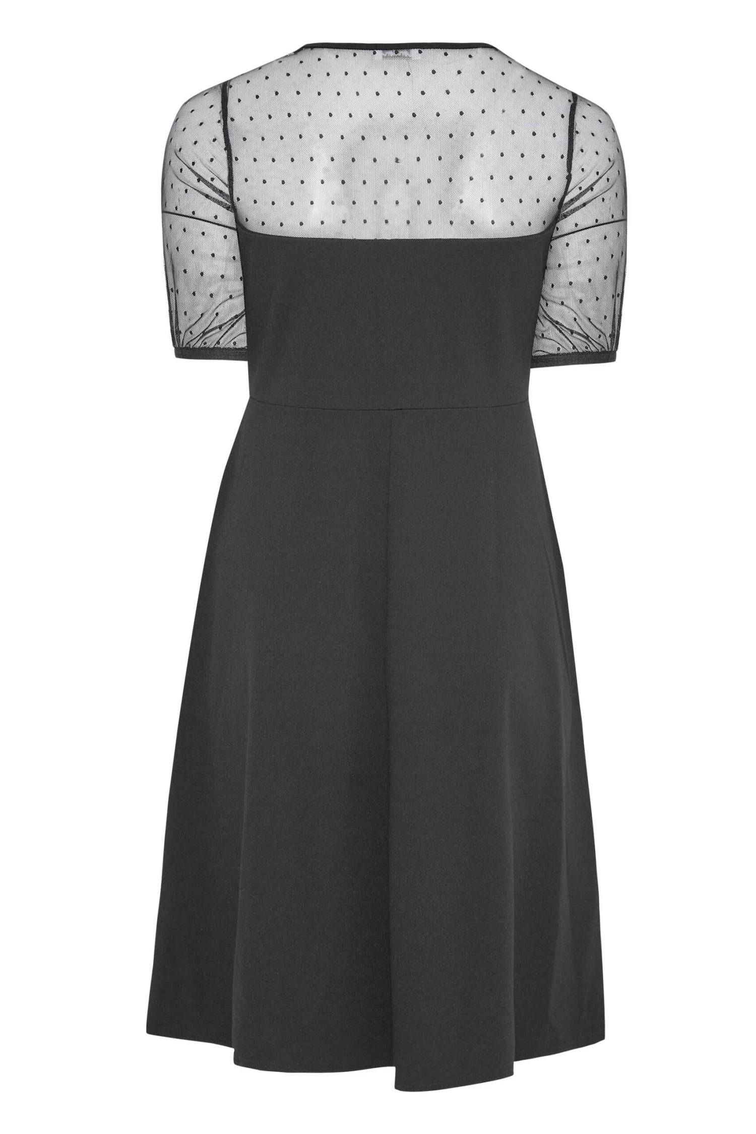YOURS LONDON Curve Black Spot Mesh Skater Dress 6 YOURS LONDON Curve Black Spot Mesh Skater Dress - Image 6