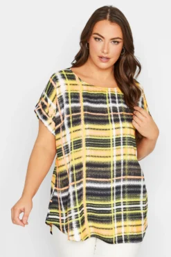 YOURS Curve Yellow Check Print Tab Sleeve Blouse 11 YOURS Curve Yellow Check Print Tab Sleeve Blouse -Outlet Stylo Wise Store 5f66e52b 3480 42 174314 A scaled